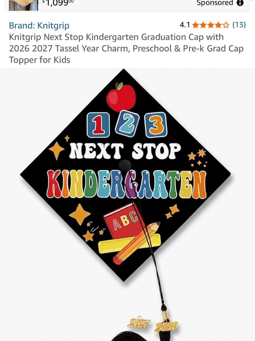 NIP Next Stop Kindergarten Graduation Cap Topper Decoration Cover